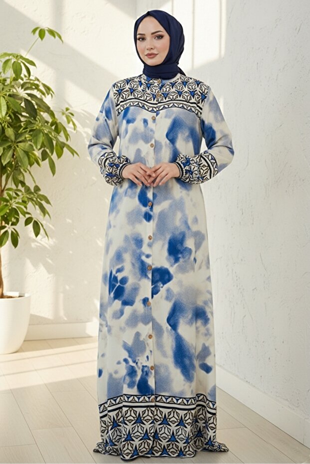 Aymir Buttoned Woven Viscose Dress 1559 - Blue