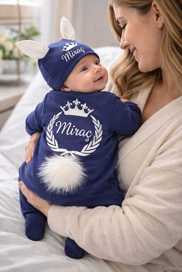 BY TUNA DESİGN Miraç Isimli Erkek Bebek Tulum, Isimli Erkek Bebek Hastane Çıkışı