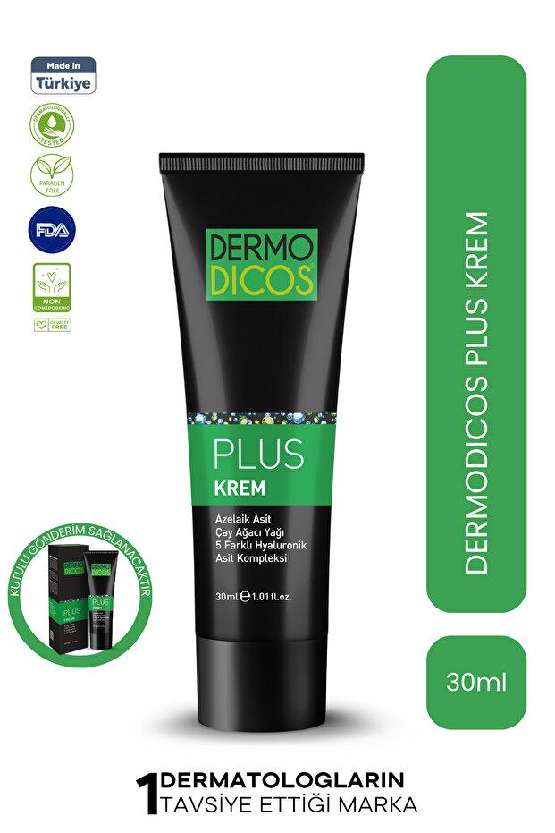 TTO Dermodicos Plus Gece Kremi 30 ml Akne ve Leke Karşıtı Çay Ağacı Yağlı (%20 Azelaik Asit)