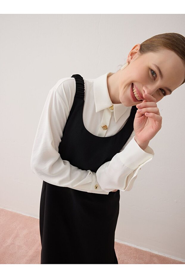 Tesettür Elbise - Siyah - - 4