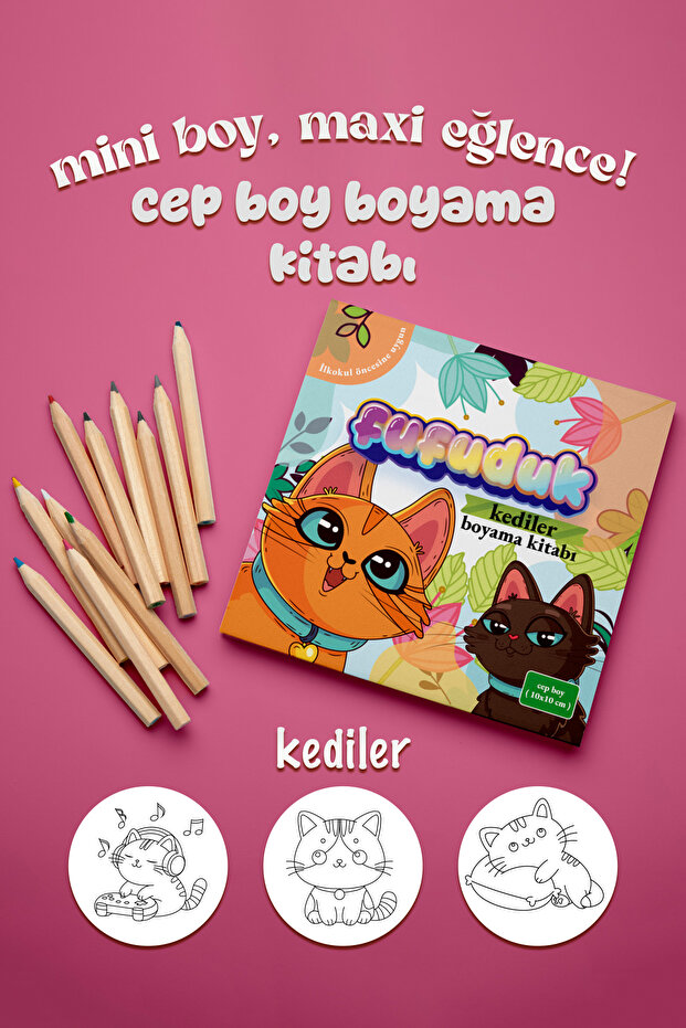 Cep Boy Mini Boyama Kitabı - Kediler