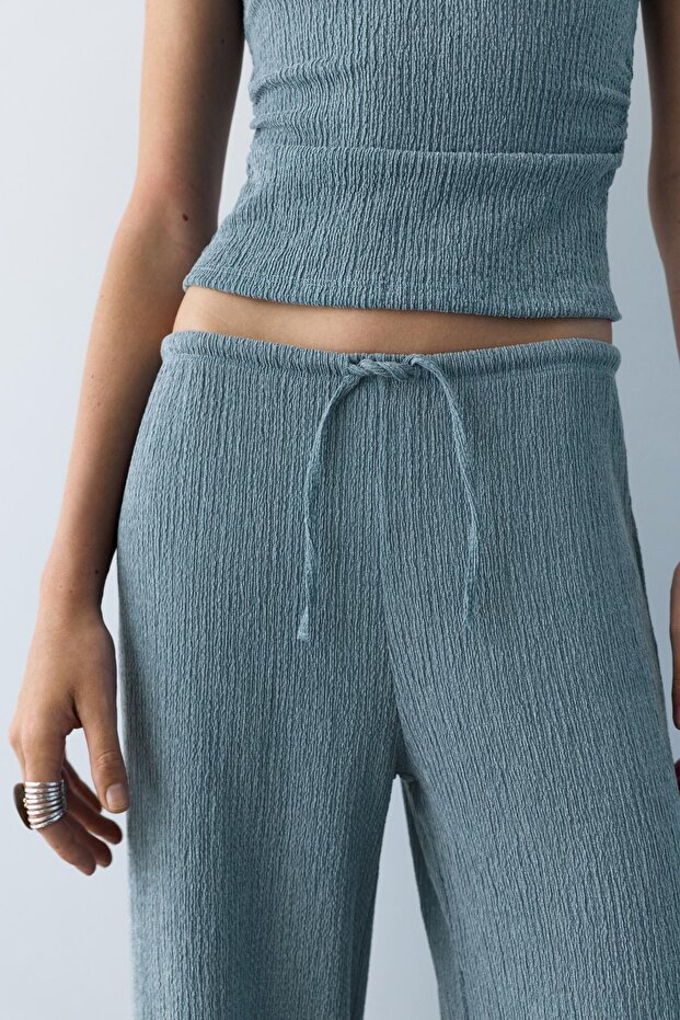 Bambula geniş paça pantolon - 6