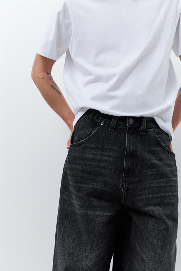 İşlemeli süper bol kesim jean - 6