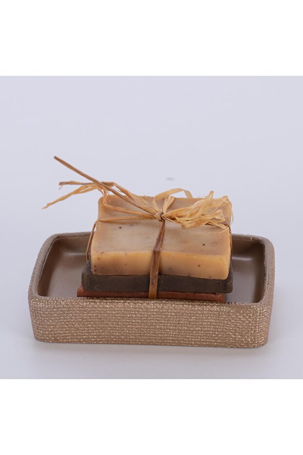 Linen Solid Soap Dish Mink - 3