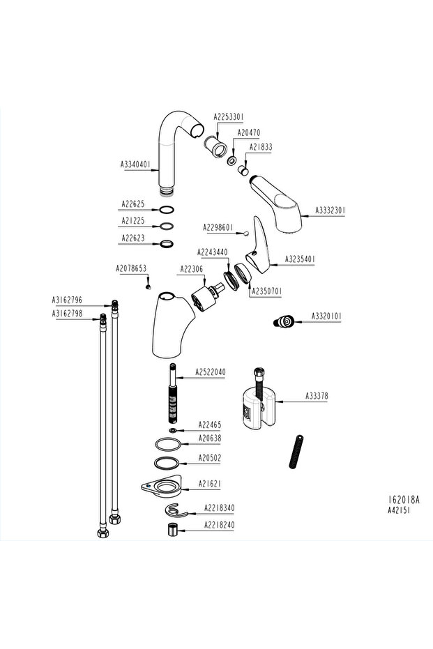 V3 A42151 Pull-Out Eviye Mutfak Bataryası, Krom - 4