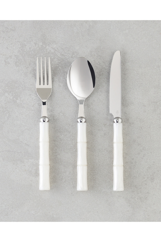 Maria Stainless Steel Fork Spoon Knife Set 18 Pieces for 6 People Cream