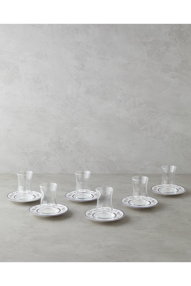 Lunessa Porcelain 12 Piece Tea Set for 6 People 165 ml Blue
