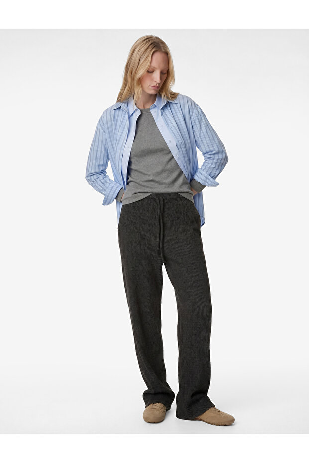 Bürümcük Fabric Tie-Waist Long Wide-Leg Trousers