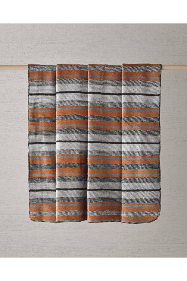 Bold Stripe Cotton Acrylic Double Blanket 200X220 cm Dark Gray