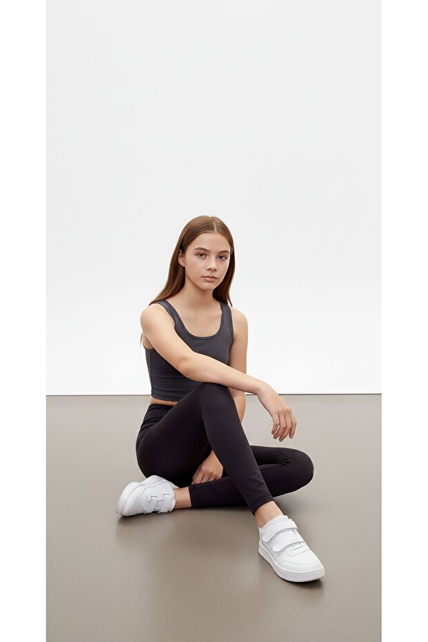 Kız Çocuk Düz Siyah Basic Tayt 18106 - 3