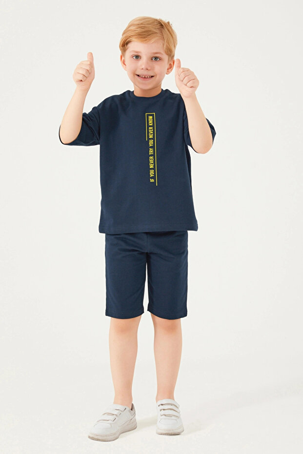 Boy's bermuda set - navy - 2