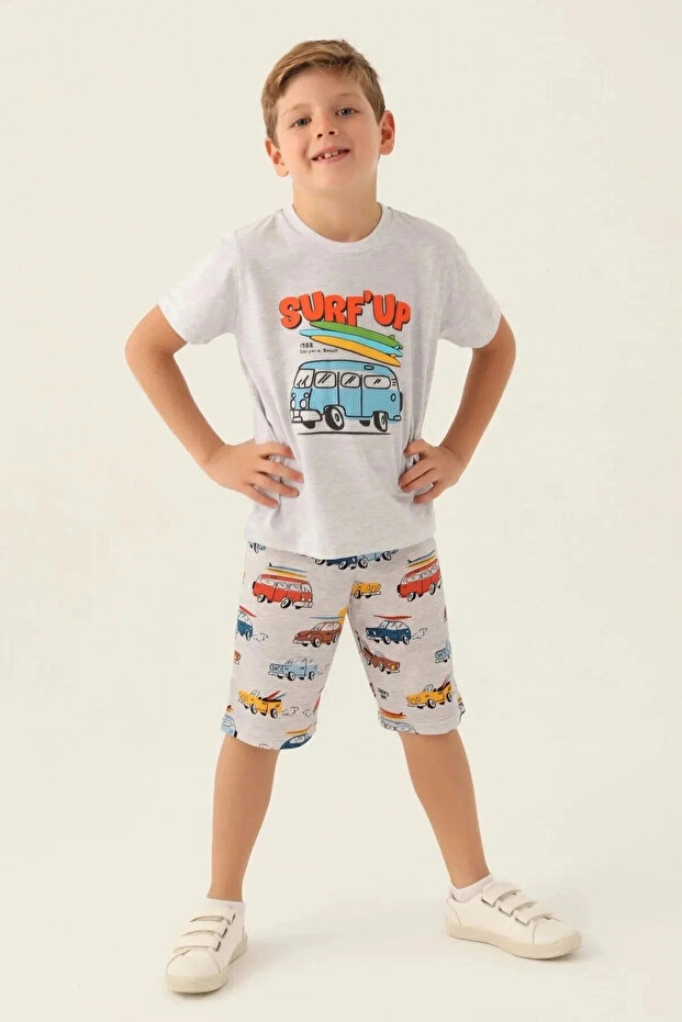 بدلة برمودا رمادية للأولاد - 1
