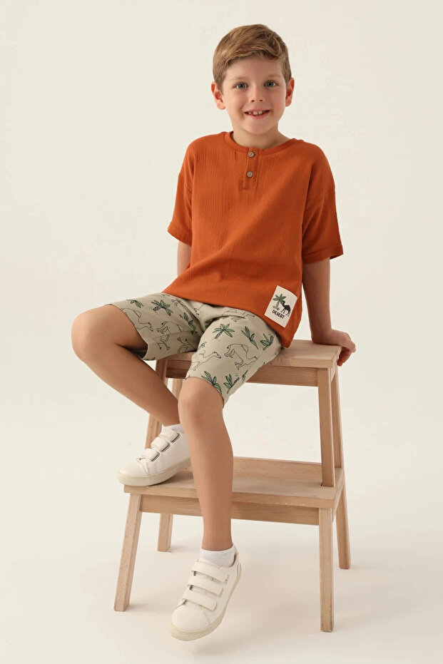 Boy's Brown Bermuda Set - 3