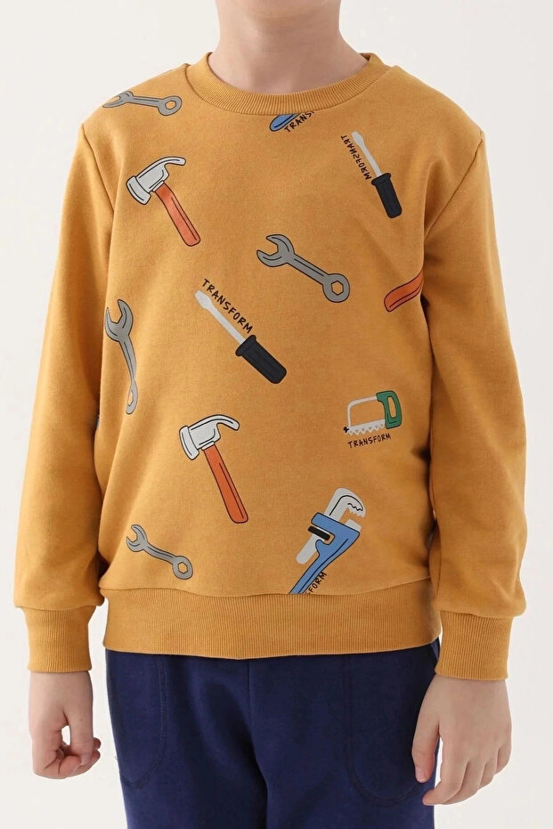 طقم بدلة رياضية للأولاد - تحويل بني فاتح - 4