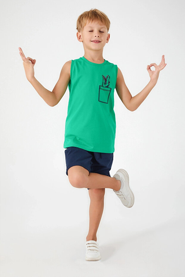 بدلة برمودا للأولاد - أخضر - 3