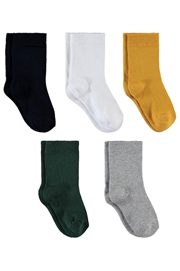 Plain 5-Pack Booties Socks for 2-12 Years Old