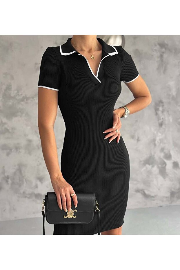 gömlek yaka triko elbise - 6