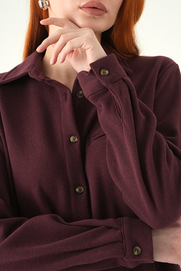 3081A قميص بأزرار أمامية بلون البرقوق - 4