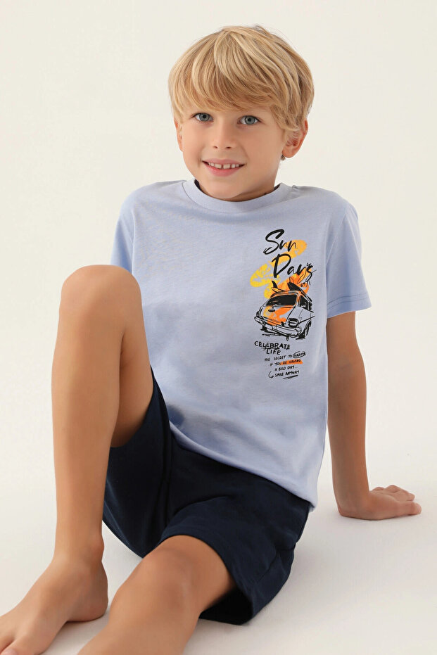 بدلة الأب والابن برمودا - أزرق - 2