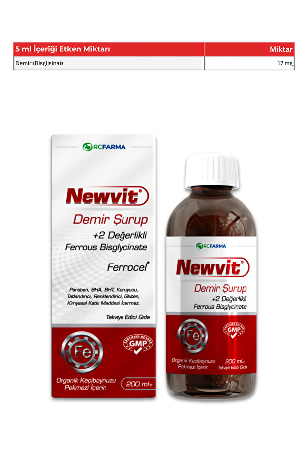 Demir Şurup | Demir (Bisglisinat) + Keçiboynuzu Pekmezi İçeren Sıvı Takviye Edici Gıda - 5