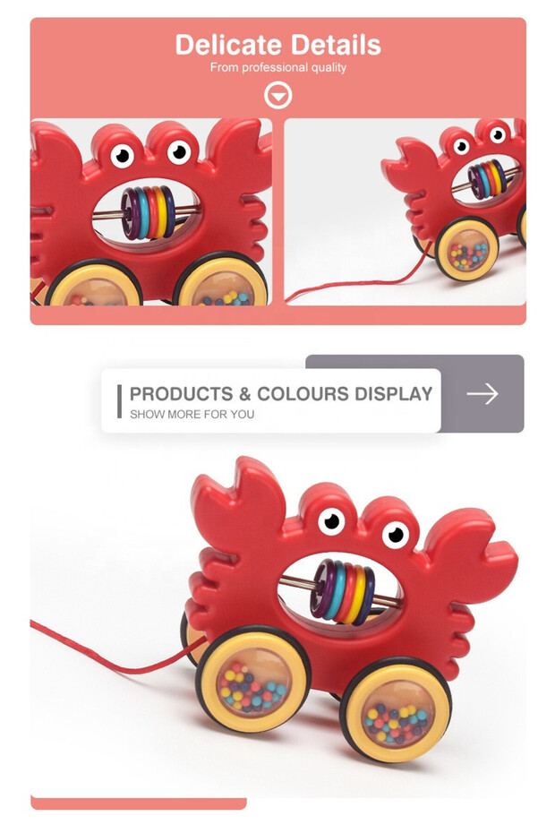 Interactive pull toy, Crab - 3