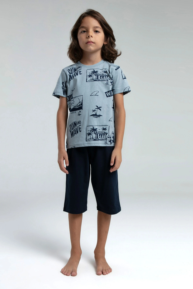 بدلة كابري للأولاد باللون الأزرق - 1