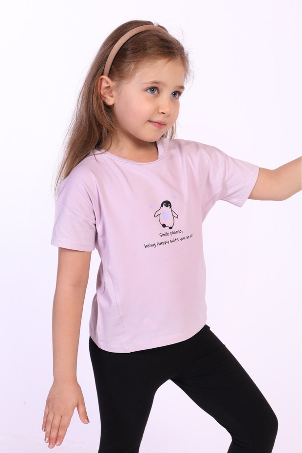 Girl's Printed Crew Neck Short Sleeve T-Shirt
