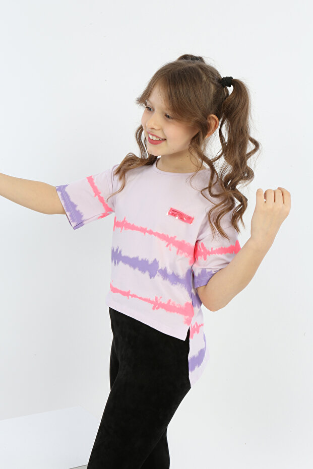 Girl's Printed Crew Neck Short Sleeve T-Shirt - Long Back