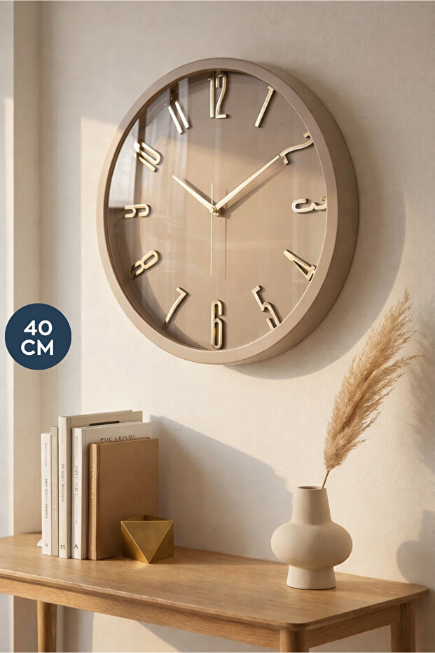 HOMİNG Copper Kabartma Harfli Duvar Saati 40 cm