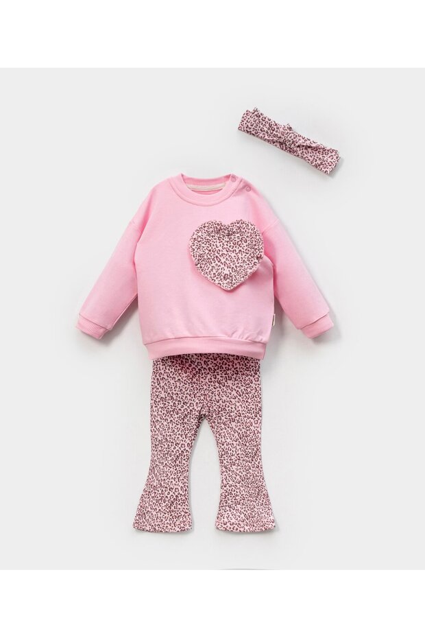 Baby Girl Leopard Patterned Bandana Flared Leggings Bottom Top Set