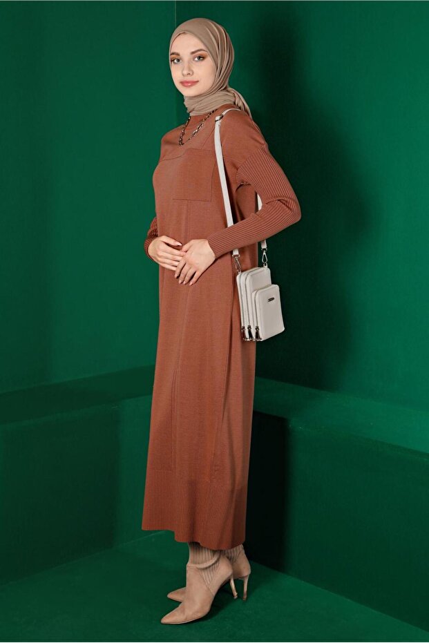 CEP DETAYLI BASIC TRİKO ELBİSE 43129 - 1