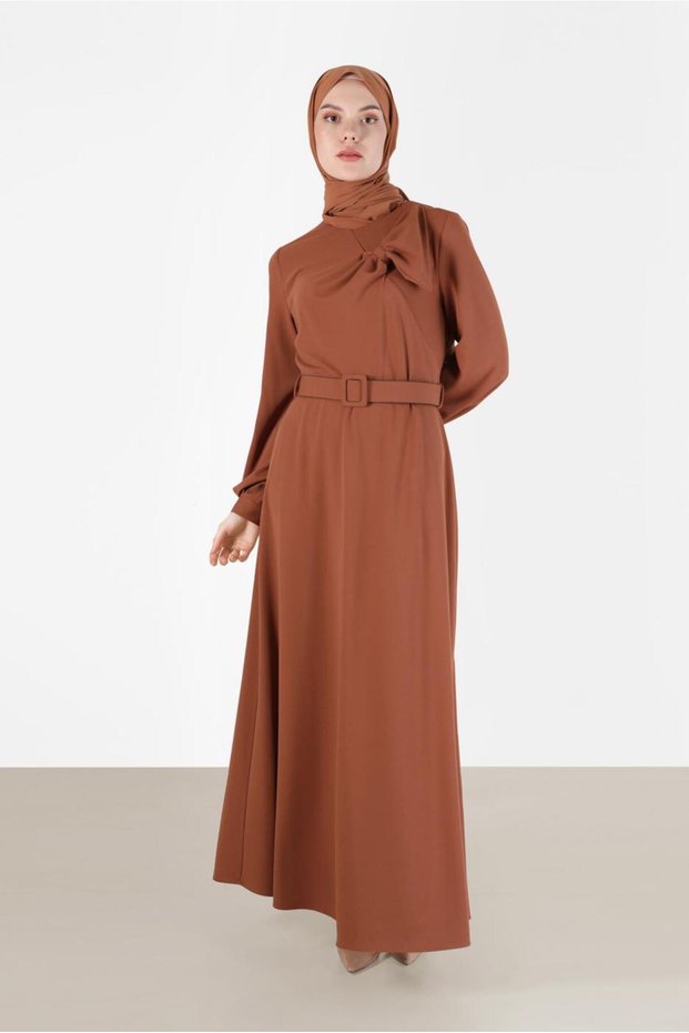 Ribbon Detailed Belted Dress 42408