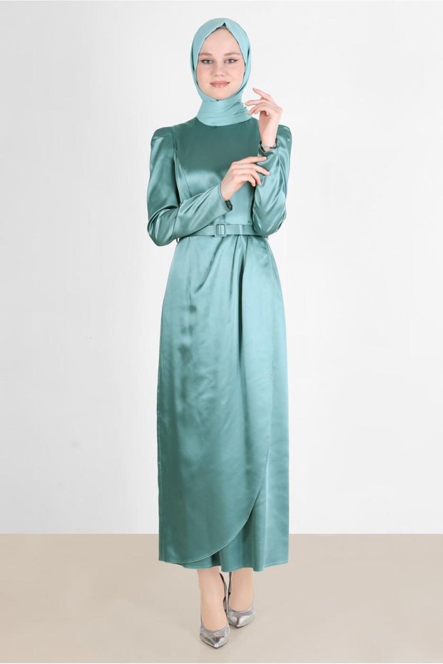 Belted Satin Dress 42527