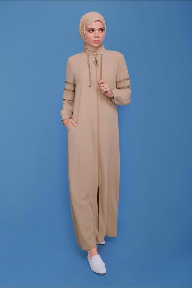 Ribbed Detail Zippered Coat 10356