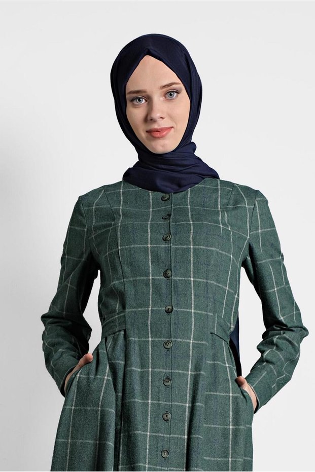 Plaid Buttoned Dress 40370