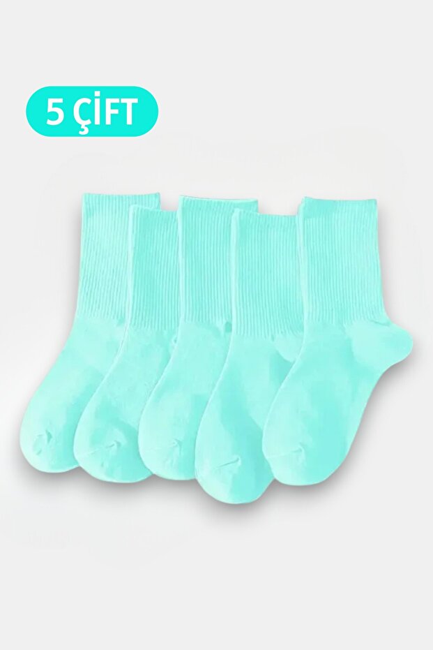 5 Pairs Men's Women's Socks Plain Turquoise Socket Socks Unisex Tennis Sports Socks