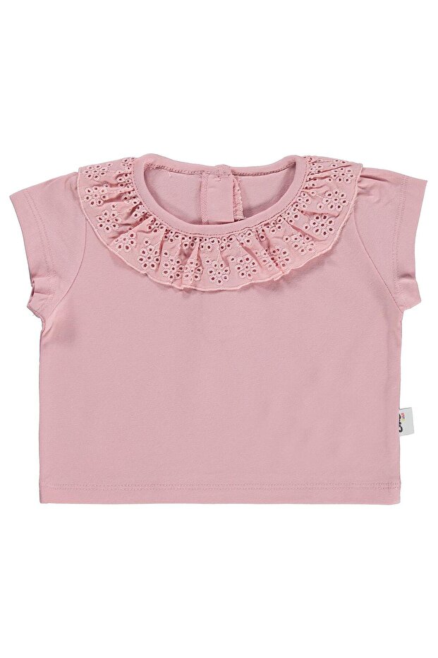 Collar Embroidered T-Shirt for 6-18 Months - Pink 6-9 Months