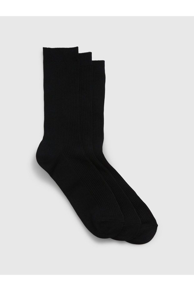 Erkek Siyah Crew Çorap Seti (3'lü) - 1