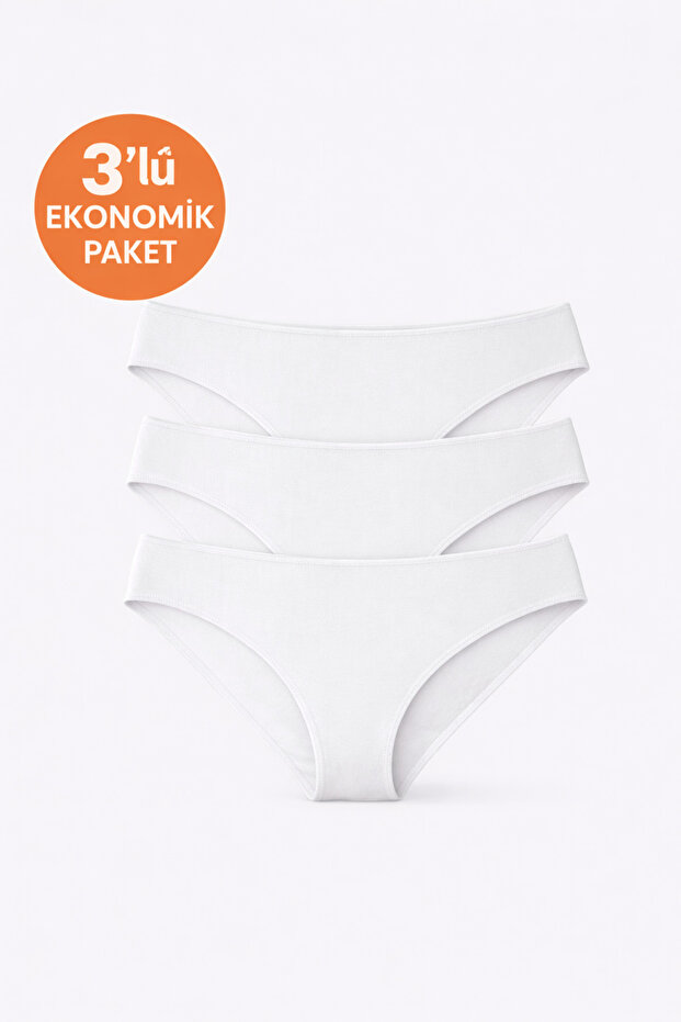 Women's White 3-Piece Economical Pack V203523 Cotton Basic Slip Panties