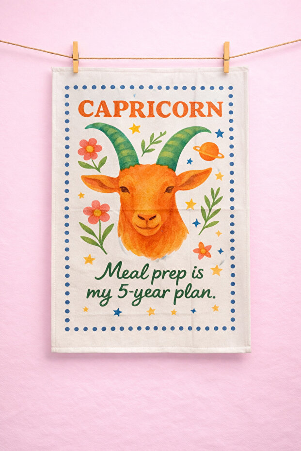 Zodiac Capricorn Cotton 2-Piece Kitchen Towel (40X50 cm)