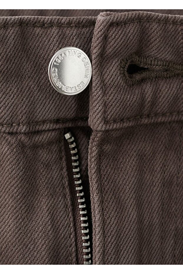 Kordonlu geniş paça jean pantolon - 7