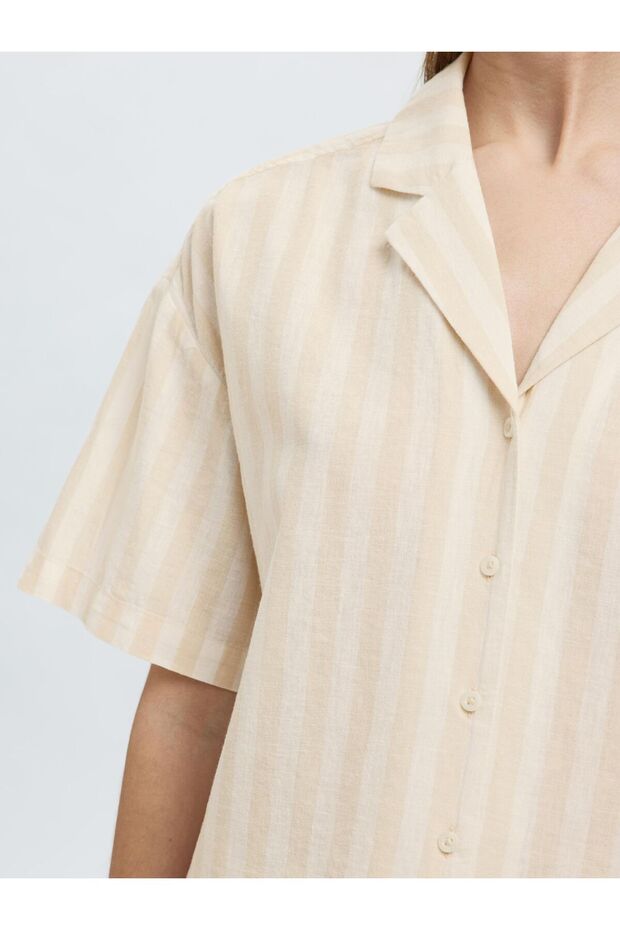 Bluse aus Leinengemisch Kurzarm - 5