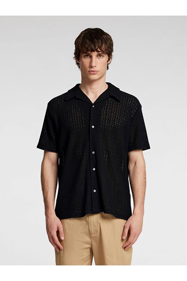 Kurzarmhemd Jacquard Strick - 1
