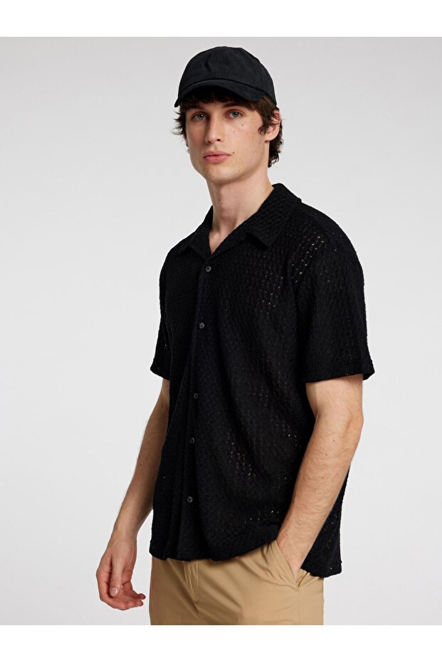 Kurzarmhemd Jacquard Strick - 6