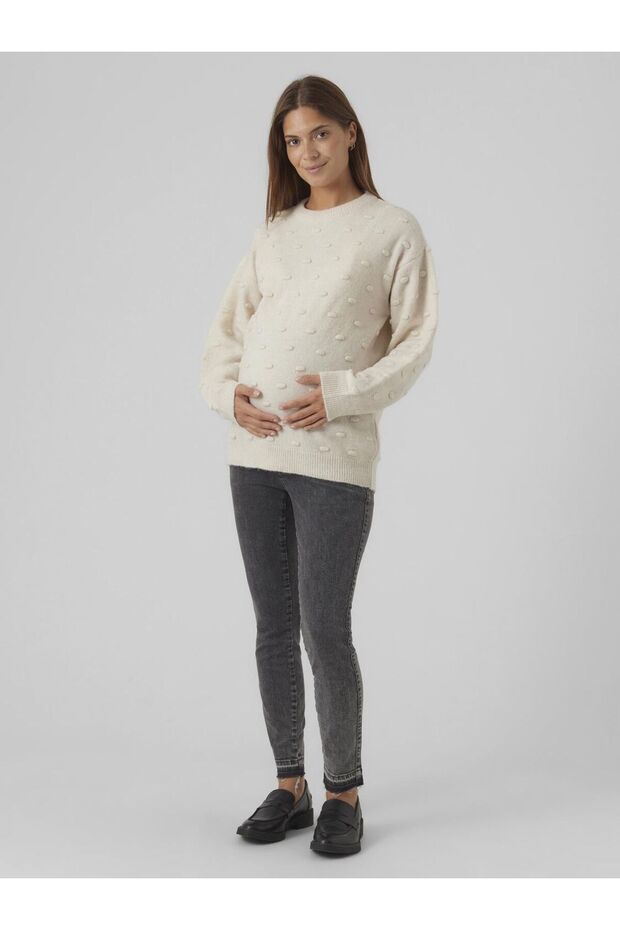 Gestricktes Oberteil Umstands-strickpullover - 4