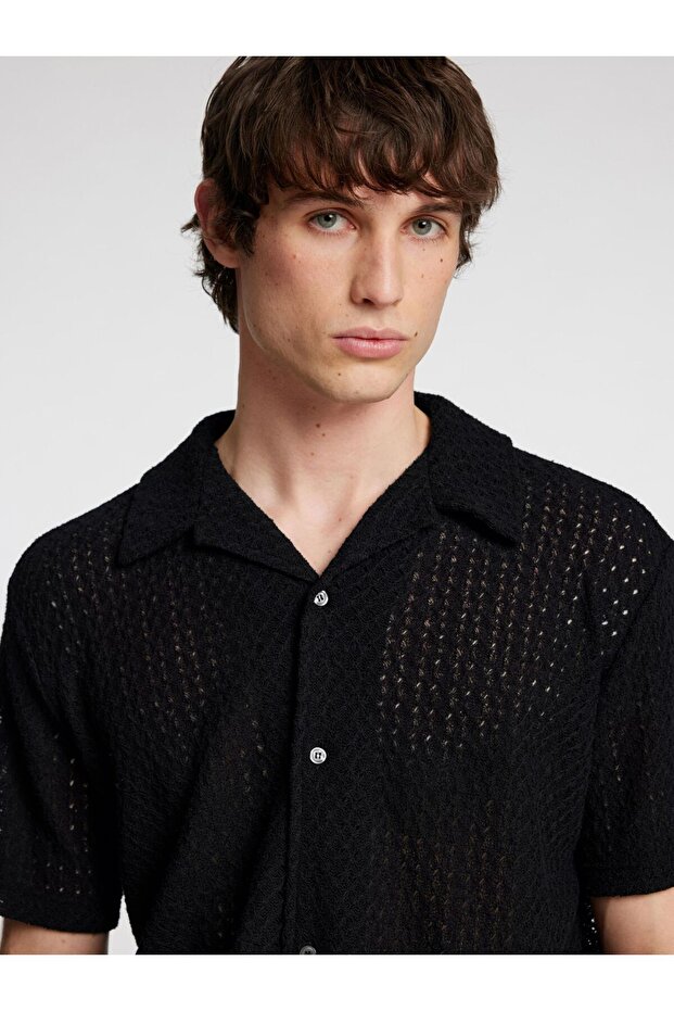 Kurzarmhemd Jacquard Strick - 5