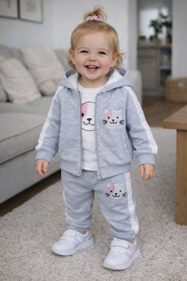 KITTY EMBROIDERED GARMENT TWO ROPE SEASONAL BABY GIRL 3-PIECE SET