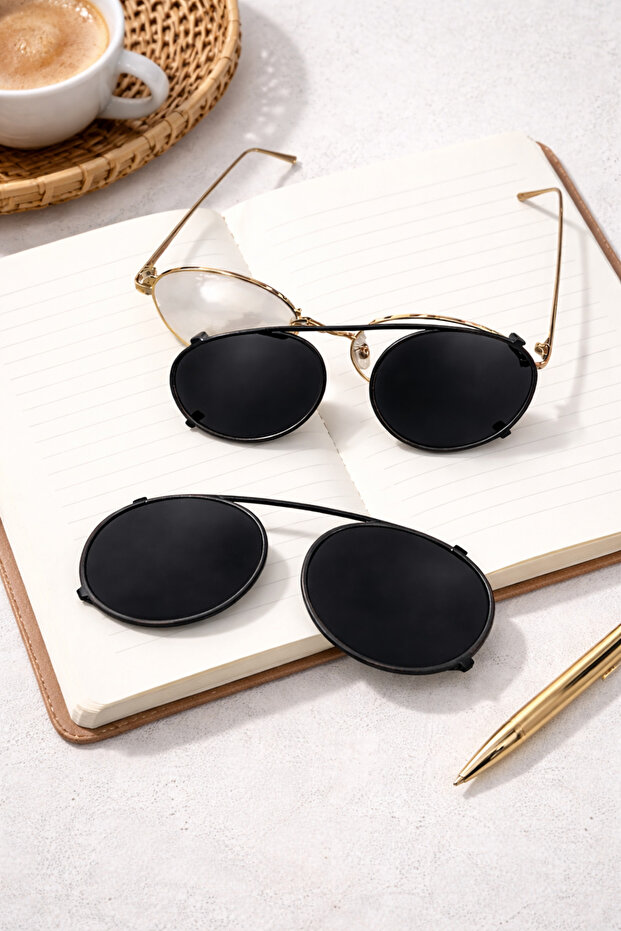 Small round sunglasses clip 4.9x4.4 cm