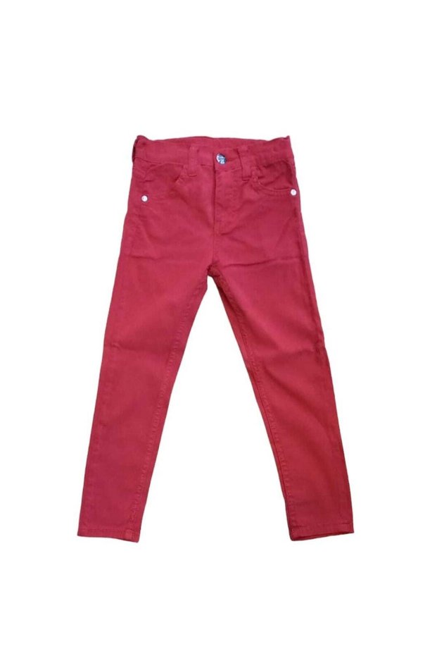 Red Color Boy's Pants Linen Fabric Inside Adjustable