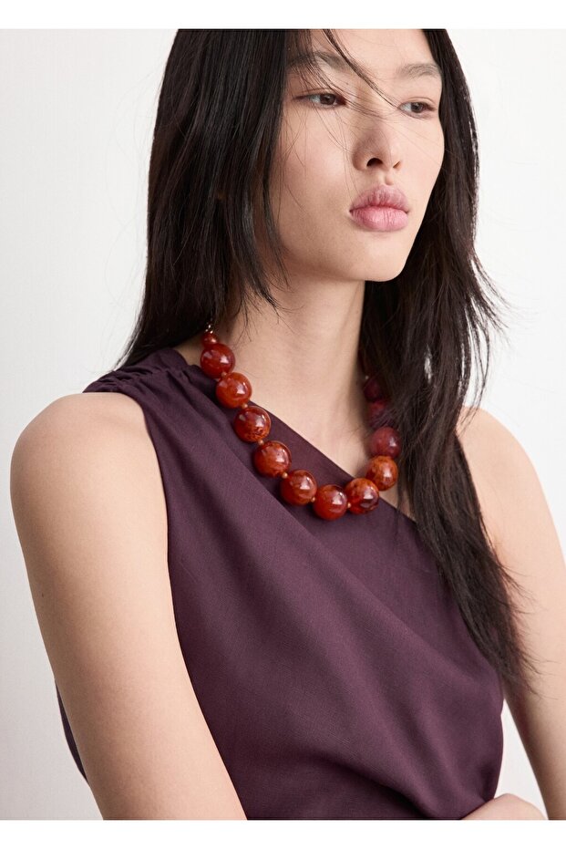 Yan yırtmaçlı asimetrik elbise - 6